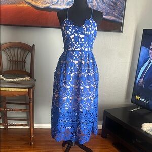 Blue Lace Midi Dress